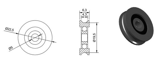 Guide Wheel U Groove Track Roller Bearing , High Speed 626 2RS U Groove Pulley Bearing