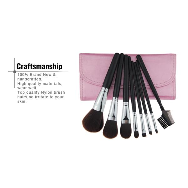 Wood Handle Travel Size Makeup Brushes In Pink Waterproof Bag