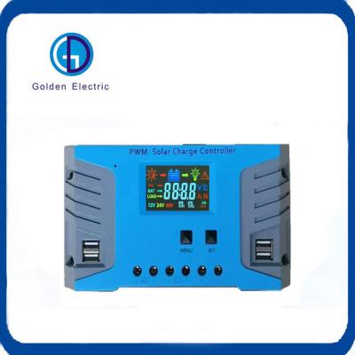 10A 20A 30A 40A 50A 60A Controlador de carga solar 12V 24V 48V Automático com porta USB dupla