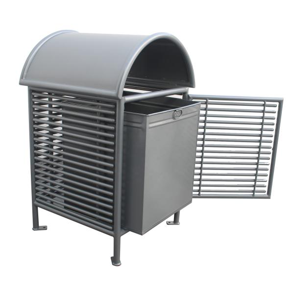 Sustainable Wrought Iron Garbage Bins , Surface Mounted Outdoor Trash Bin