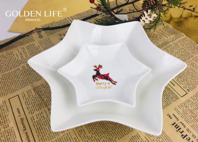 Porcelain Hexagon plate with grid elk  X`mas design Dinner Plate Household Breakfast Snack Dishes Plate