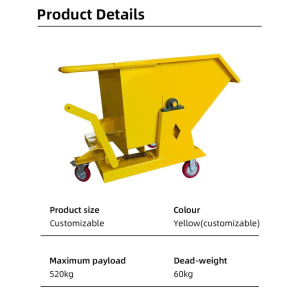 Mild Steel Heavy Duty Self Dumping Forklift Bin , Self Tipping Bins Customized