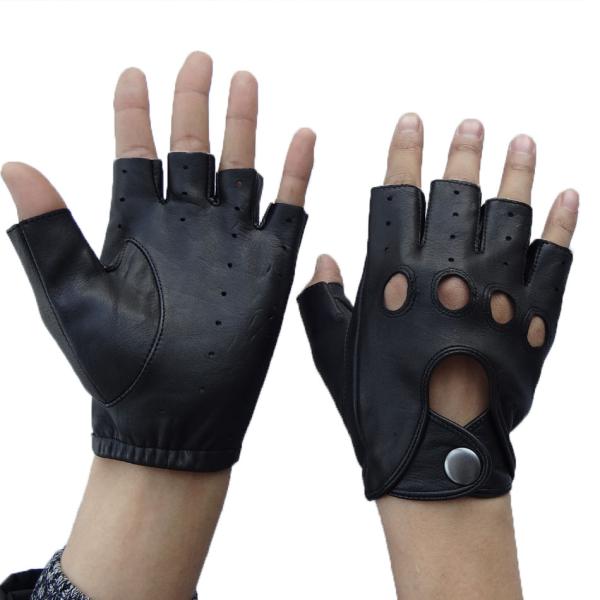 Soft Mens Leather Fingerless Gloves , Mens Leather Winter Gloves Hand Sewing Stitching