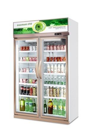 Réfrigérateur vertical d'affichage de doubles portes en verre de luxe pour l'hypermarché/tout droit le refroidisseur de boisson
