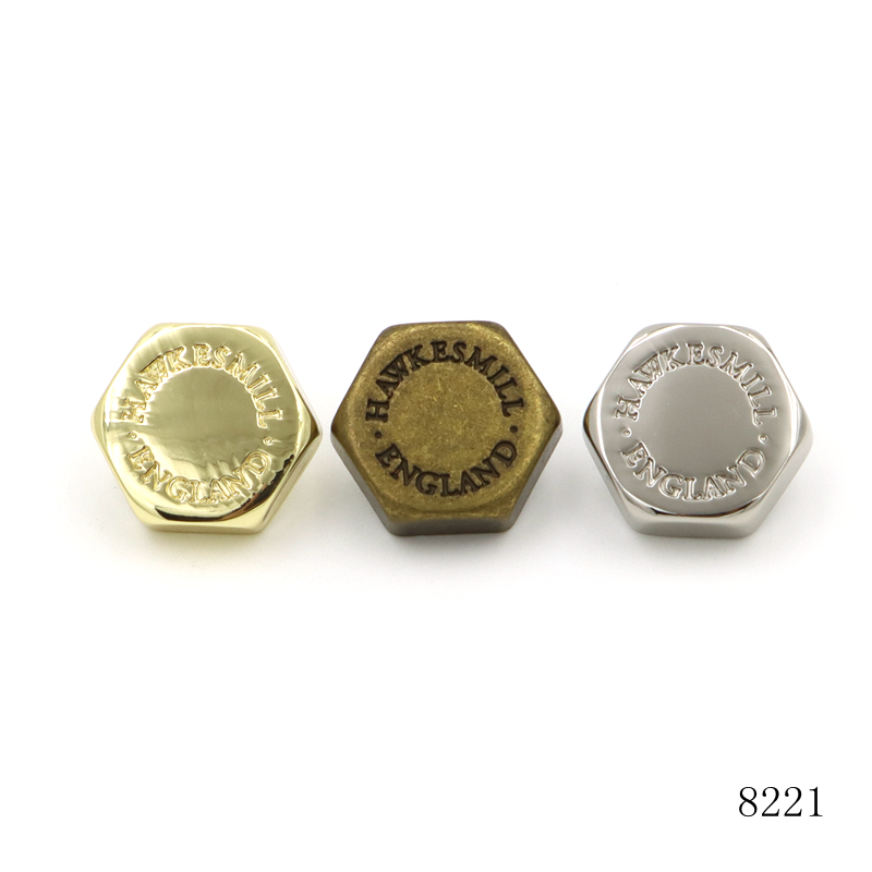 12mm Bag Rivets Customized Leather Studs Hexagon With Branding Name
