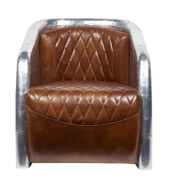 Top Grain Ox High Back Winged Leather Armchairs , Leather Accent Chairs With Arms Aluminium Back  