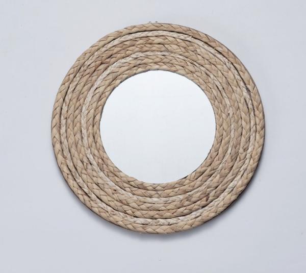 Design Natural Bathroom Large Wall Decorative Woven Custom Framed Wooden Rattan Wicker Willow Mirror