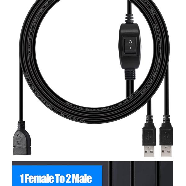 1 Female to 2 Dual Male USB Y Splitter Printer Sharing Switch Cable for Printer Scanner Speaker Keyboard Mouse