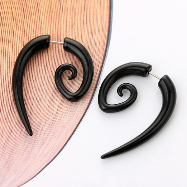 Black Punk Round Spiral Drop Earrings Vintage Snails Shap Earrings for Women Two Part Ear Party Jewelry Gifts