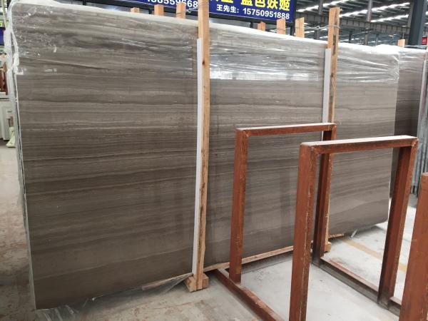White Wooden Vein Grey Marble Stone Countertops 2cm Thickness Big Slab