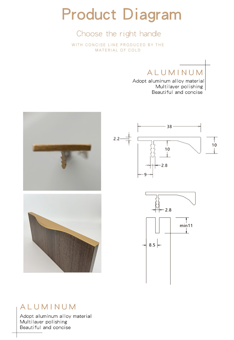 Kitchen Cabinet Door Frame Profile Pull Handle Edge Banding Edge Handle Furniture Handle & Knob Aluminium Alloy Modern Simple