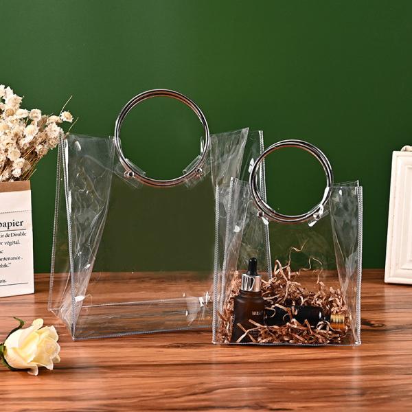 NS TRANSPARENT PVC TOTE BAG ROUND HAND WEDDING COMPANION GIFT CANDY BAG FLOWER GIFT BAG