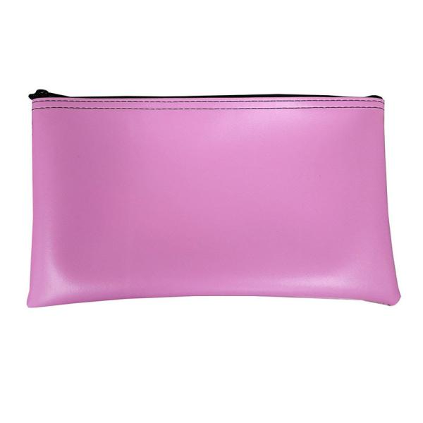 Heat Transfer Printed Zipper Bank Bags Made from Clear Vinyl and Leather for Secure Storage of Bank Checks Pens and IDs