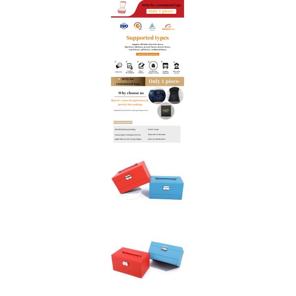 Espacio portátil y espacioso Falsos organizador de joyas de cuero Caja de envases multicelulares