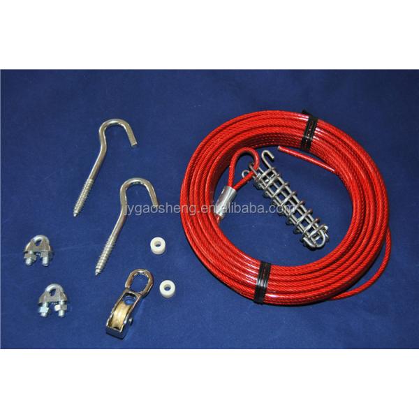 High Carbon Steel Dog Tie Out Cable with 7x7 Construction and PVC Coated for Outdoor Dog Trolley System