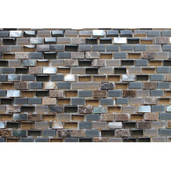Coffee Stone Glass Kitchen Mosaic Tiles , Interlocking Fireplace Mosaic Tile