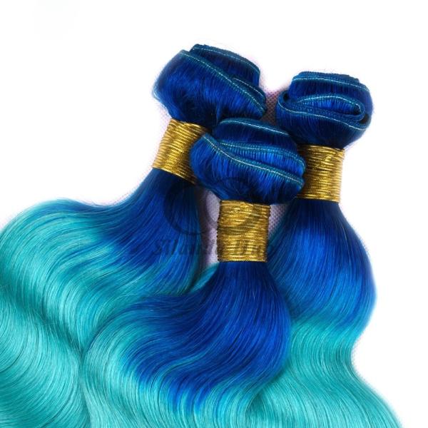 Blue/Light Blue/Yellow Body Wave Remy Human Hair Bundles Sew In Weave Bundles Brazilian Bundle Deals