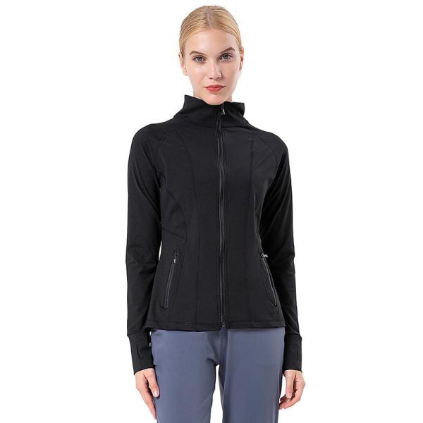                  2023 Spring New Women′s Yoga Wear Sports Coat Quick Dry Standing Collar Long Sleeve Running Coat Fitness Clothes             