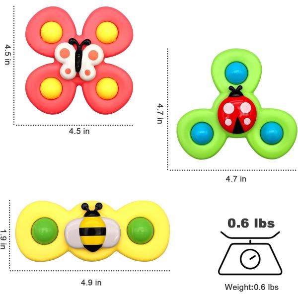 0-6 Year Olds Unisex Sensory Learning Toys 3 Pcs Suction Cup Spinner for Bath Time Fun