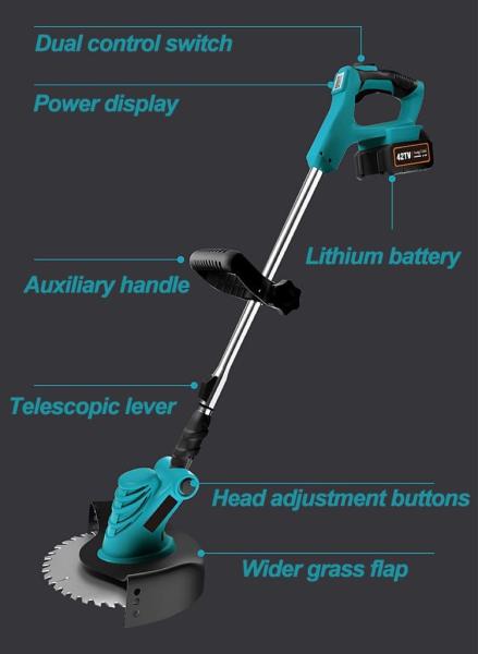Lightweight Garden Electric String Trimmer With Wheel 2Ah Battery