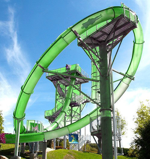 Customized Rainbow Racer Spiral and Boomerango Water Park Toboggan Slide for Amusement Parks