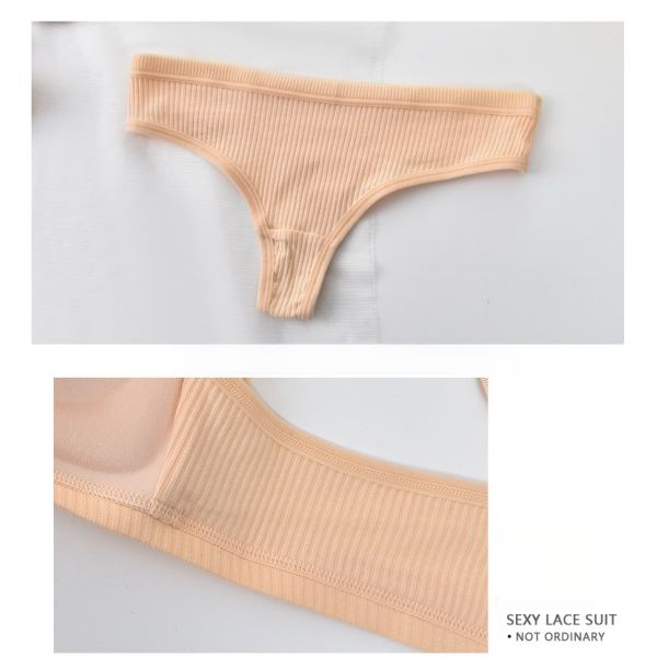 Wholesale High Quality New Fashion Bra With Thong Panty Set Cotton Quality Breathable Wire-Free Pad Adjusted Straps Bra