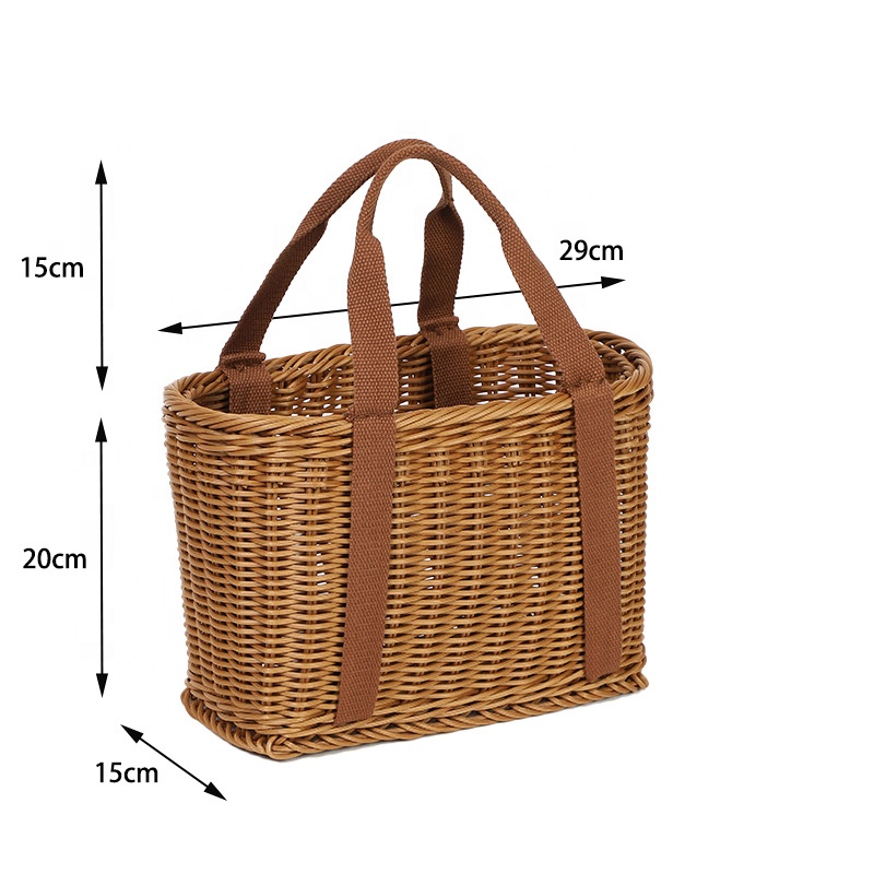 Competitive Price High Quality Large Rectangle Handmade Flower Basket Rattan Weave Storage Shopping Basket