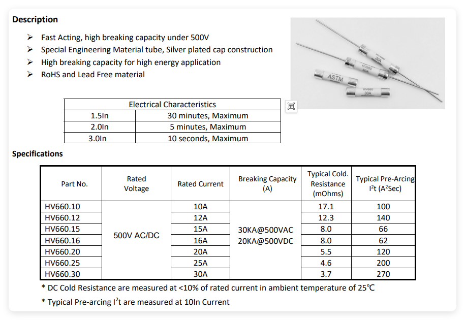 PCB Lead Installation6*30 500V Small volume 25A  Ceramic Automotive Fuses Engineered for Performance and Long Term Protection in Automotive Circuits