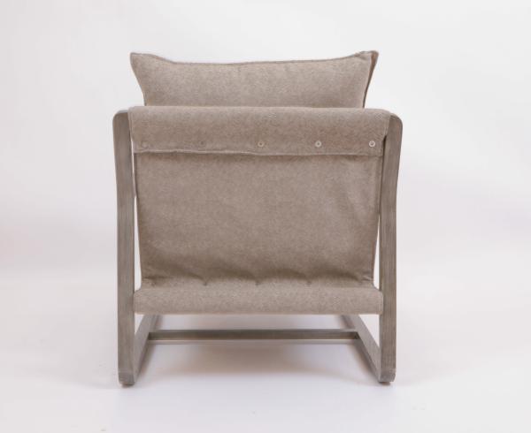 Hotel Bedroom Solid Oak Wood Lounge Chair Stainless Steel Base