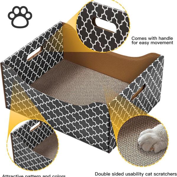 Heavy Duty Double-Sided Cardboard Cat Scratcher Bed Indoor Cats' Refillable Scratch Pad and Tree