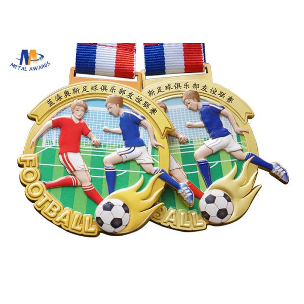 Imitation Gold Plating 65×4MM Football Stock Medals