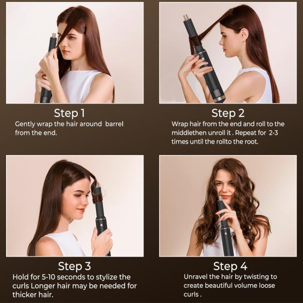 Customização Logotipo LED ferramentas multifuncionais de penteado 5 em 1 eléctrica Hair Styler Ferramenta Hair Curler Set