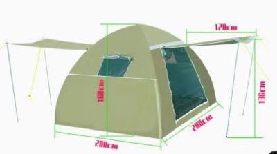 Large 4 Person Inflatable Outdoor Tents Silver Colated 210T Dome Air Tent 200X200X150CM
