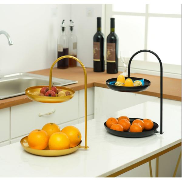 Anti Rust Double Tier 31cm Height Steel Fruit Basket