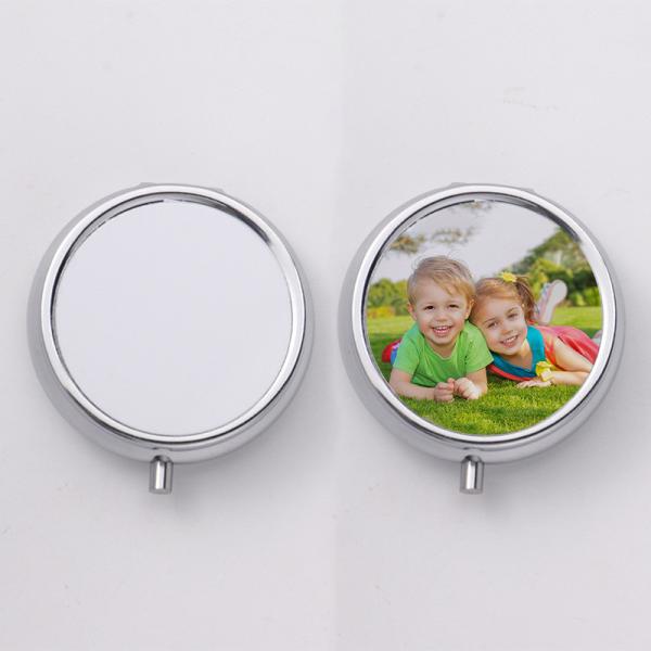 Boîte ronde de pilules de sublimation avec insert en aluminium pour l'impression par sublimation