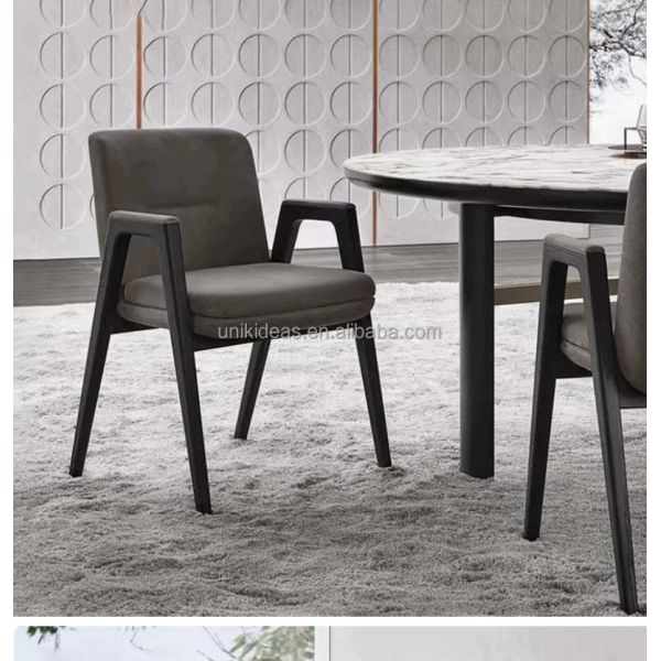 New Arrival Commercial Restaurant Seating Upholstered Dining Chair with Armrest Solid Wood Frame for Cafe Hotel Dining Room