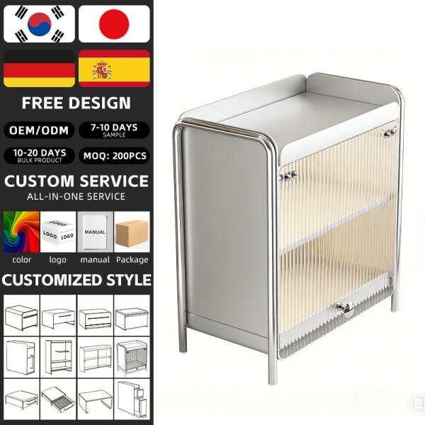 Bedroom Desktop With Cabinet Doors Makeup Display Cabinet Organize Shelf 2 Tier Spice Storage Rack Metal Dust Proof Cup Holder