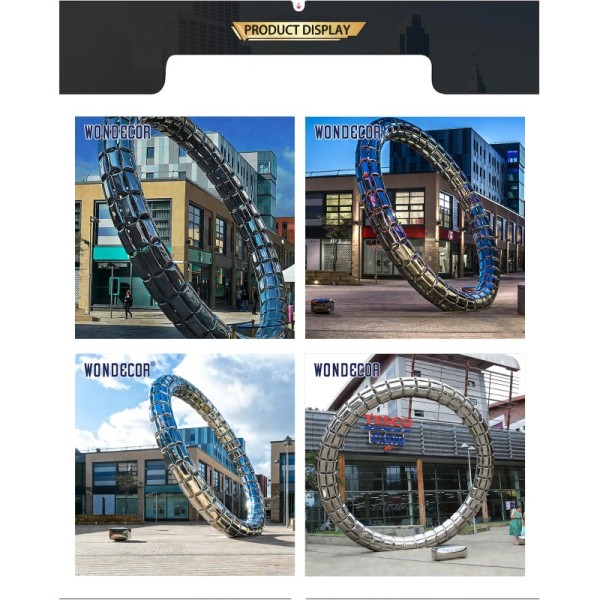 Custom Ring Mirror Polished Ring Stainless Steel Sculpture Modern Outdoor Sculpture