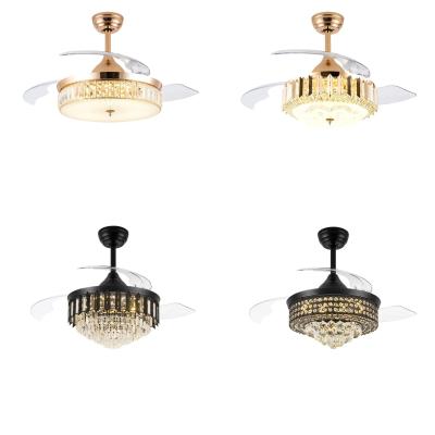 Luz de ventilador de techo de cristal de lujo con control remoto