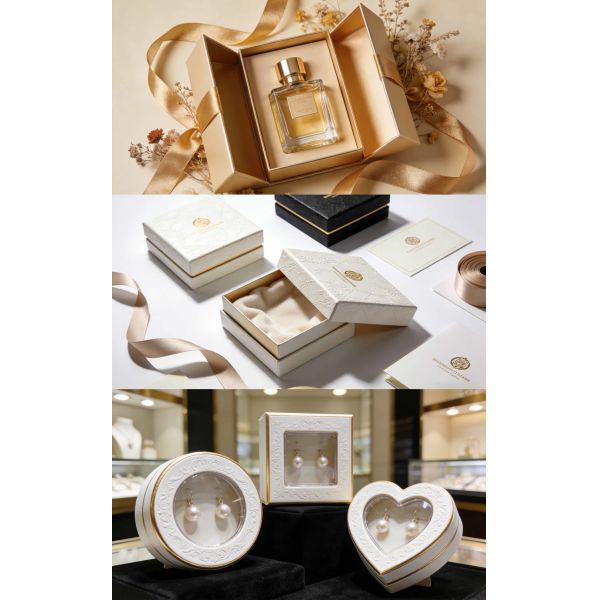 Custom Print Biodegradable Cosmetic Packaging Box with Gold Stamping and Embossing for Perfume Gift Box