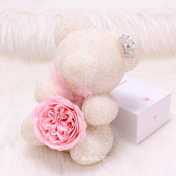 New Style 25cm Roses Bear Diamond Bear Decorated With Crown Include Gift Boxes