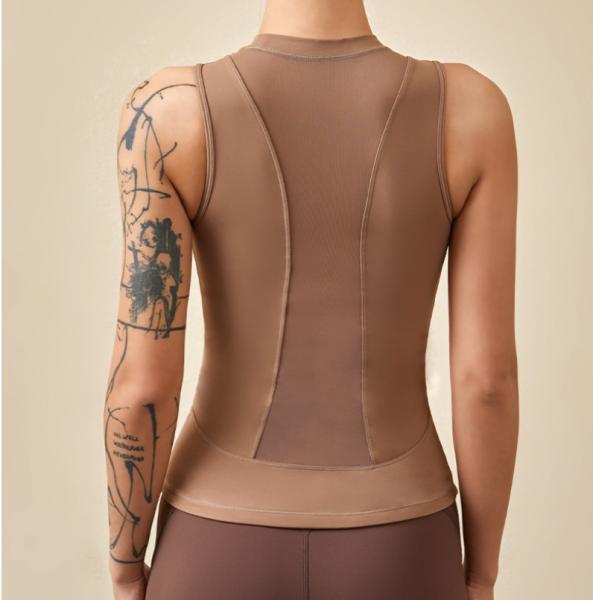 As camisetas de alças da ioga das mulheres atléticas do Sportswear da aptidão colhem tornam ôco para fora Mesh Shirts Vest Summer