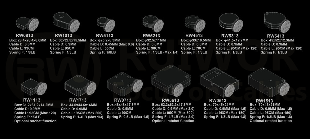 RW1513 Cuboid Multifunctional Retractable Cable With Dia 30MMx5.5MM Circular Adhesive ABS Block
