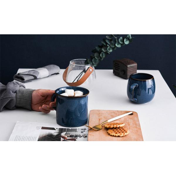 Restaurants Transitional Blue Porcelain Mugs Ceramic Cup With Handle