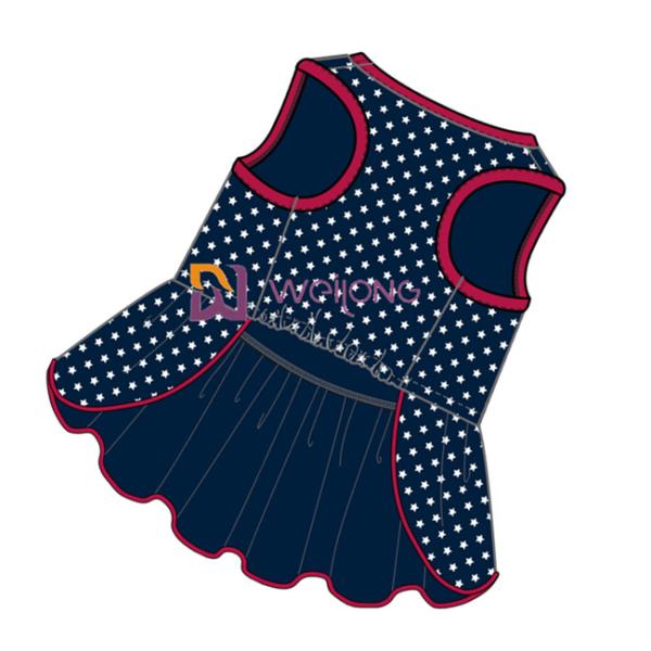 Glitter Print USA Rubber Star CVC Jersey Dog Dress Male Customized