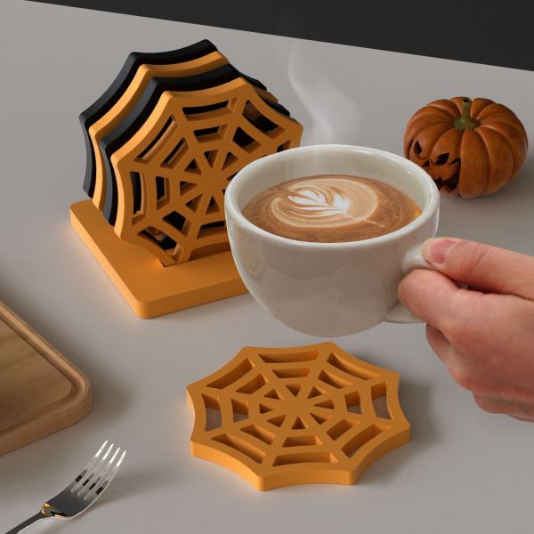 Aromatherapy gypsum spider web cup bottom seat silicone mold DIY Halloween decoration ornament dropper mold