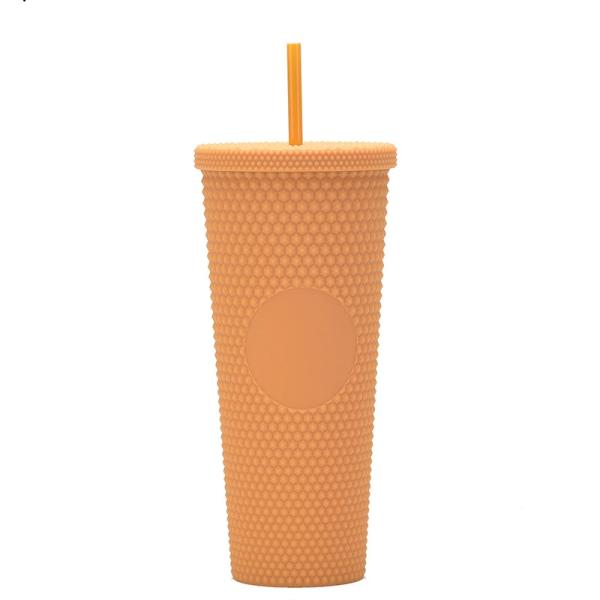 710ml Large Capacity Double-layer Plastic Straw Cup Factory Direct Supply Creative Portable Durian Prickly Diamond Style