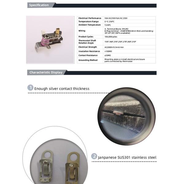 Other Home Appliance Parts KST Thermostat with Adjustable Temperature Range 50-250 C