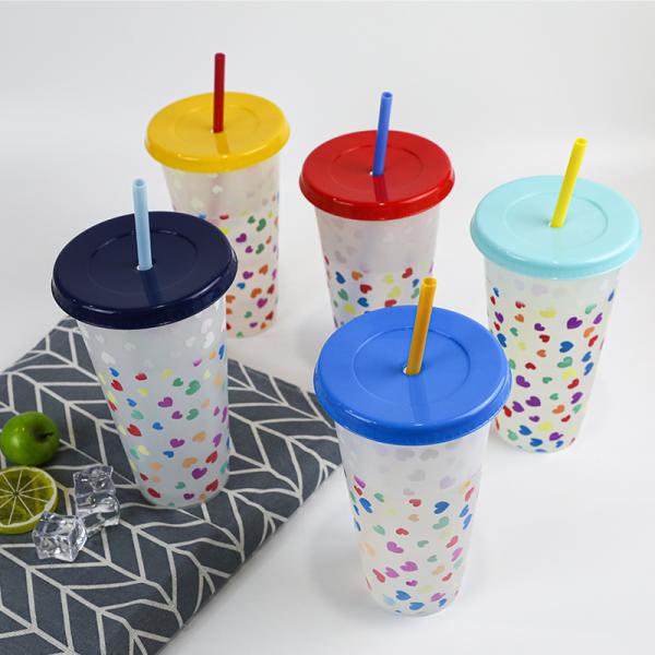 чашка 10*6*19cm цвета выпивая стекел 16oz 24oz пластиковая многоразовая изменяя