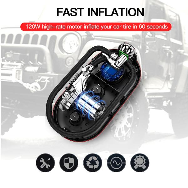 2007-2021 Year YANTU A01 250PSI 12V Mechanical Portable Wired Air Pump Car Tire Inflators